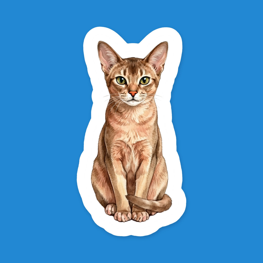 Abyssinian Fawn Cat watercolor vinyl sticker