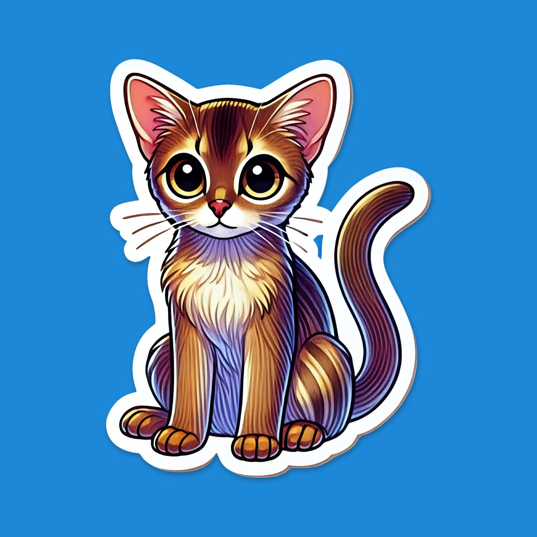 Abyssinian Cat Sticker, Cute Cartoon Cat Decal, Vinyl Cat Sticker, Abyssinian Gift Idea, Laptop Sticker, Planner Decor - Designs by Mysh