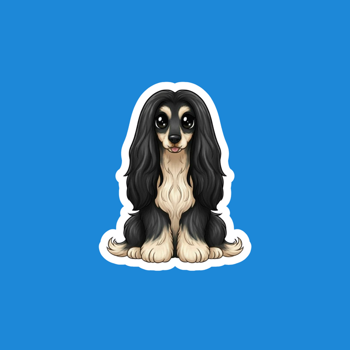 Afghan Hound Black and Tan Kawaii Vinyl Sticker – Designs by Mysh