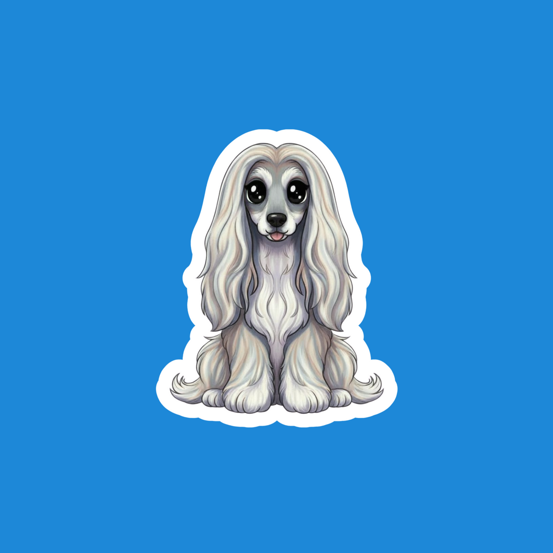 Afghan Hound Silver Kawaii Vinyl Sticker – Designs by Mysh