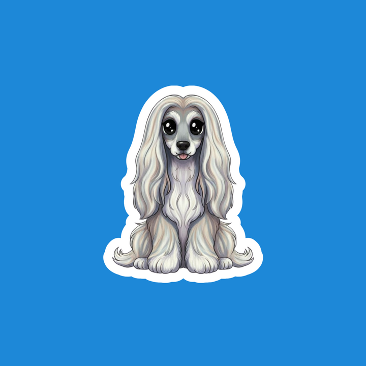 Afghan Hound Silver Kawaii Vinyl Sticker – Designs by Mysh