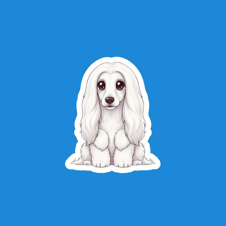 Afghan Hound White Kawaii Vinyl Sticker – Designs by Mysh