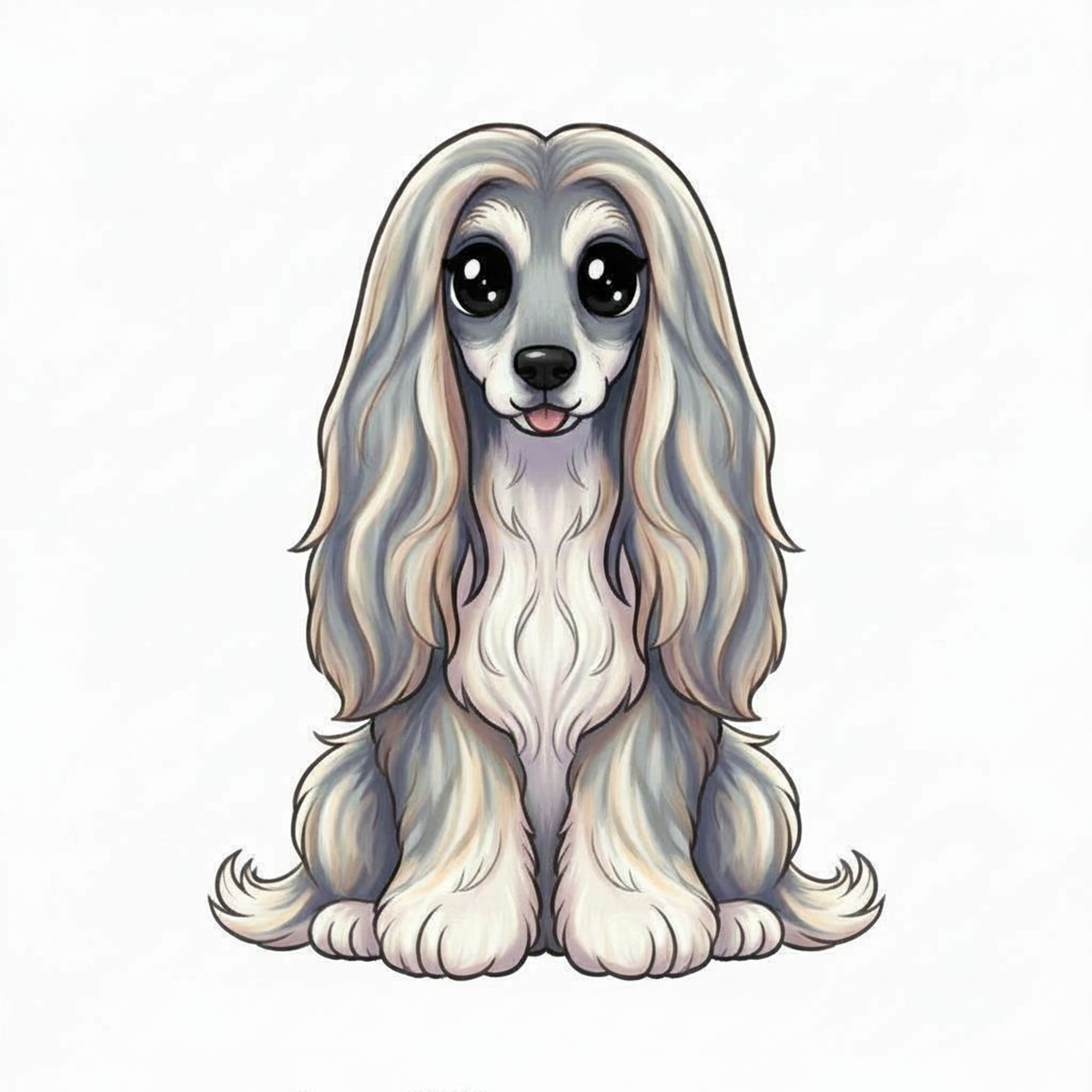 Afghan Hound Vinyl Sticker | Kawaii Dog Art | Cute Afghan Hound Lover Gift | 3” Water-Resistant Vinyl | 9 Coat Variants - Designs by Mysh
