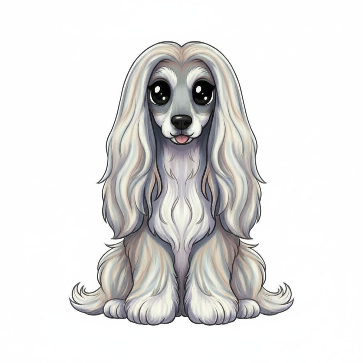 Afghan Hound Vinyl Sticker | Kawaii Dog Art | Cute Afghan Hound Lover Gift | 3” Water-Resistant Vinyl | 9 Coat Variants - Designs by Mysh