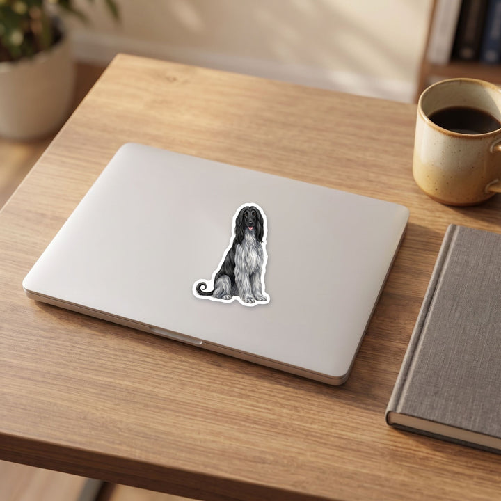 Afghan Hound Black and Silver sticker on a laptop