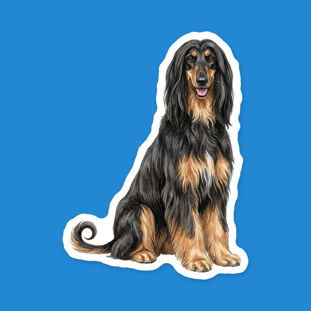 Afghan Hound Black and Tan watercolor dog sticker