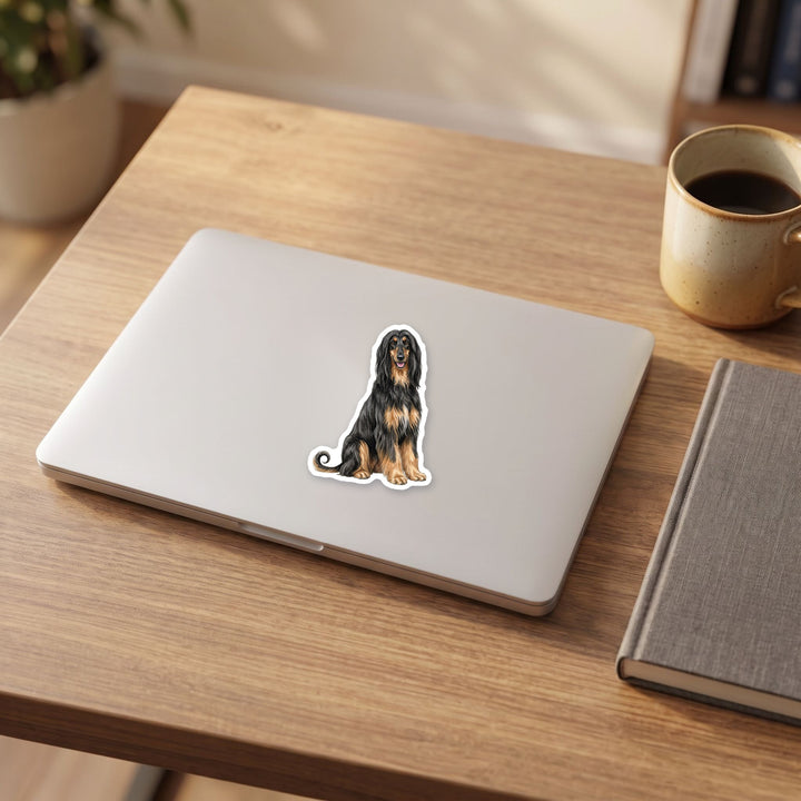 Afghan Hound Black and Tan sticker on a laptop