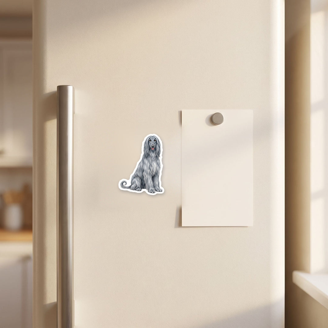 Afghan Hound Grey Blue magnet on a fridge