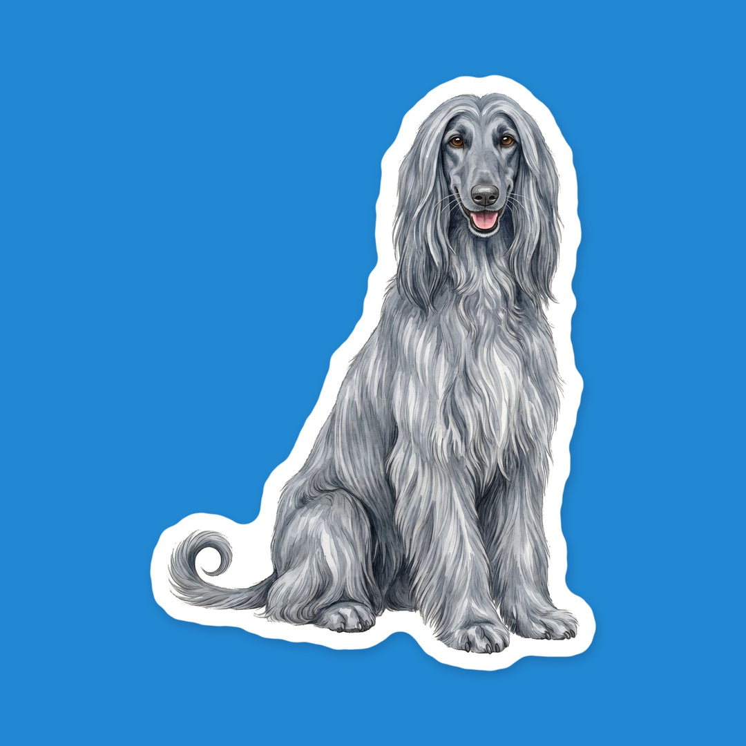 Afghan Hound Grey Blue watercolor dog sticker