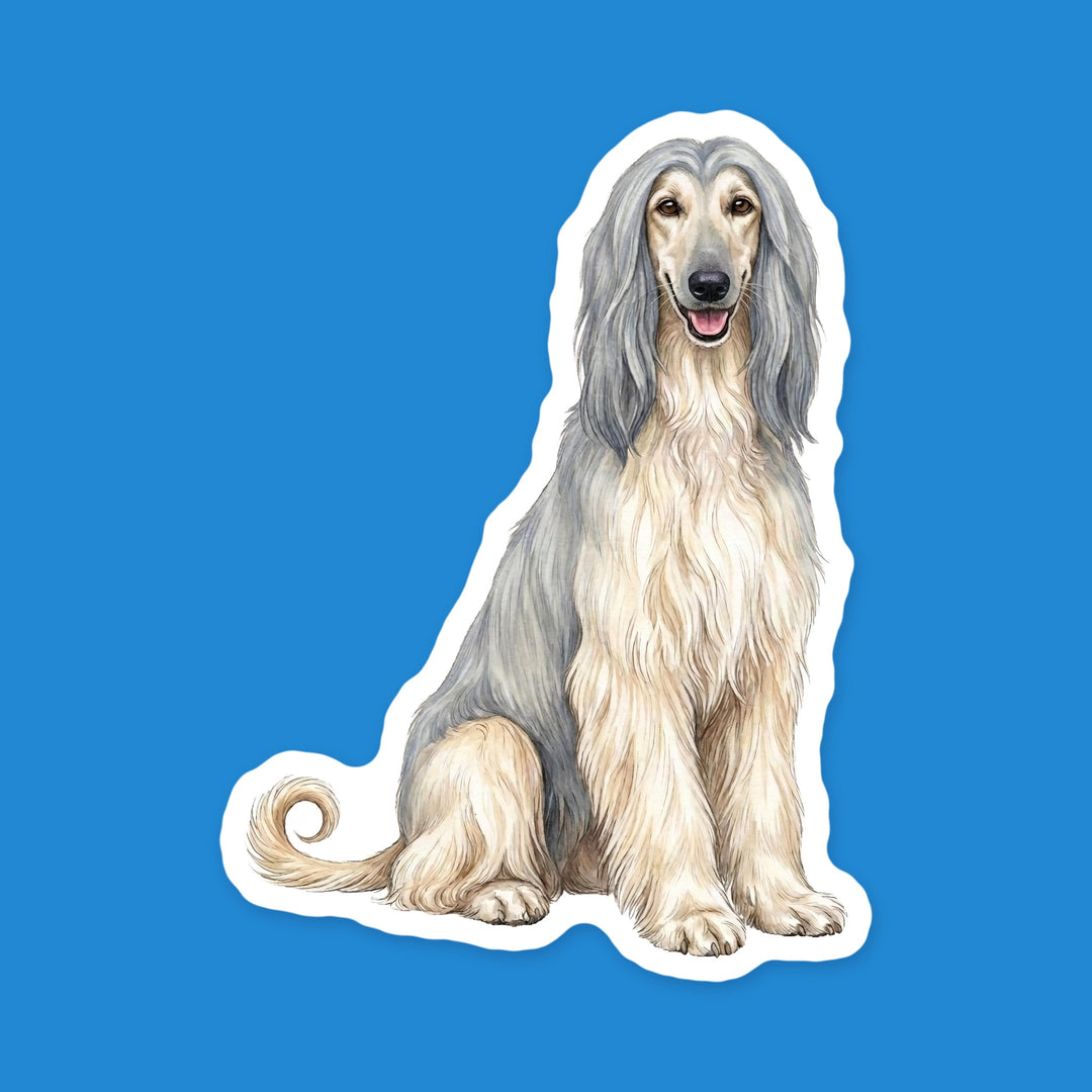 Afghan Hound Grey Blue and Cream watercolor dog fridge magnet
