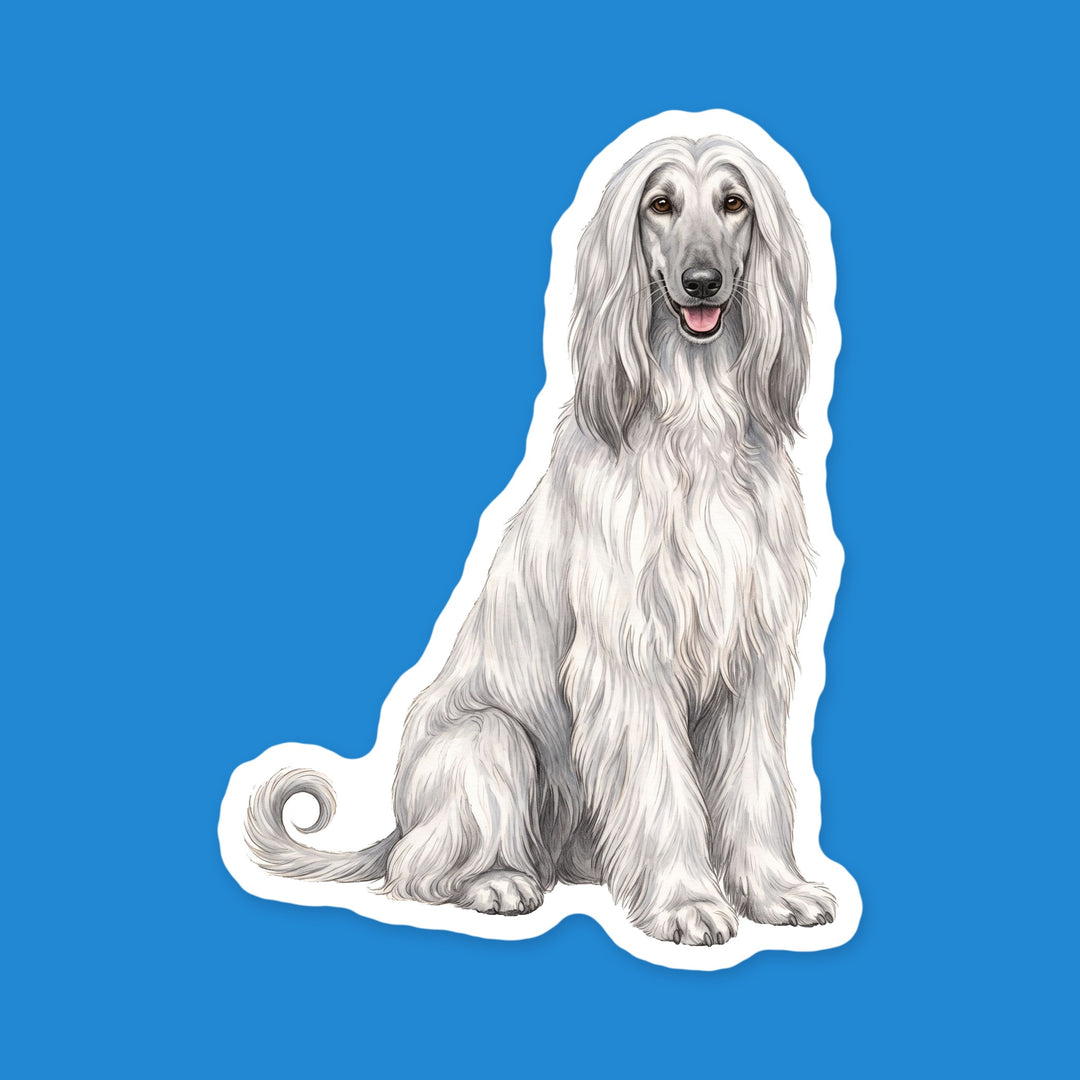 Afghan Hound Silver watercolor dog sticker