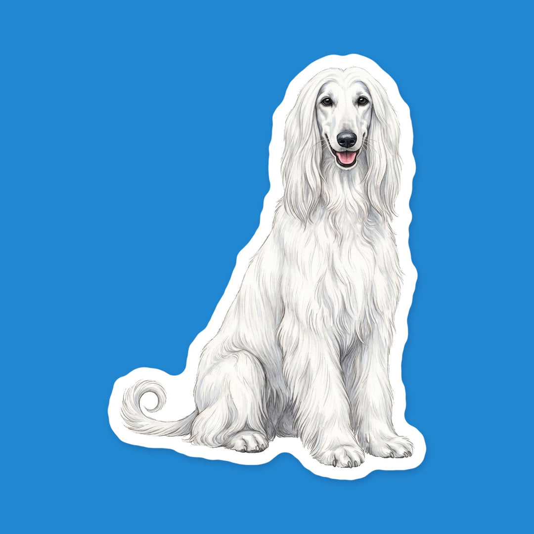 Afghan Hound White watercolor dog sticker