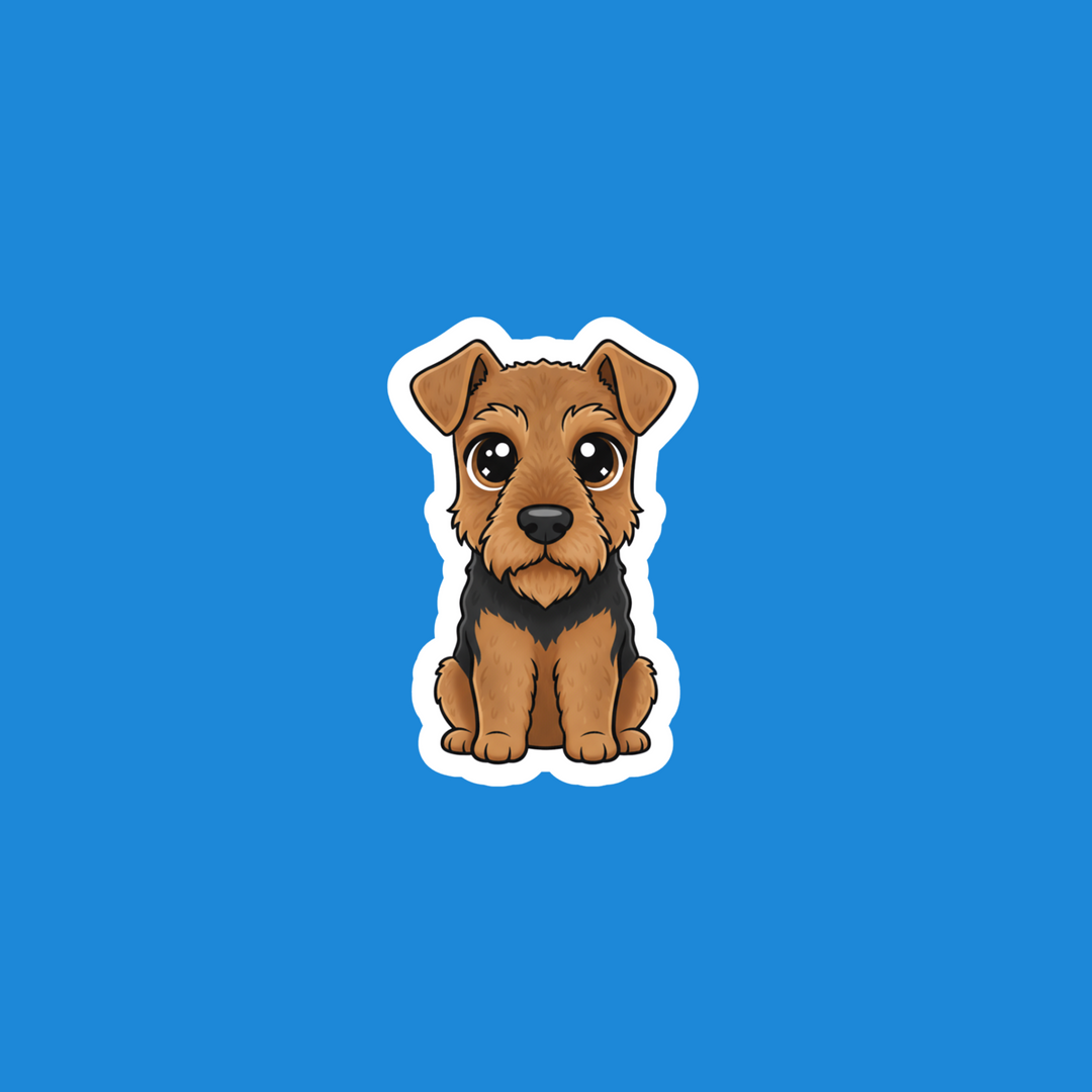 Airedale Terrier Black and Tan Kawaii Vinyl Sticker – Designs by Mysh