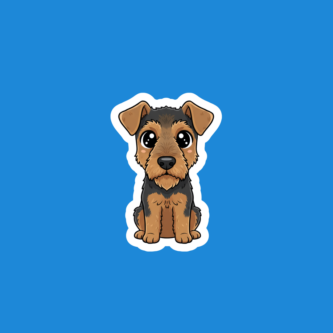 Airedale Terrier Grizzle Tan Kawaii Vinyl Sticker – Designs by Mysh