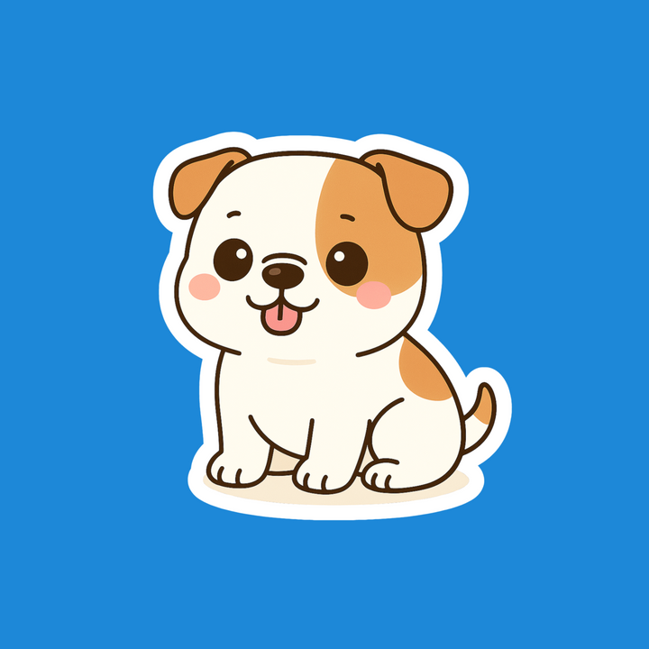 American Bulldog White and Tan Kawaii