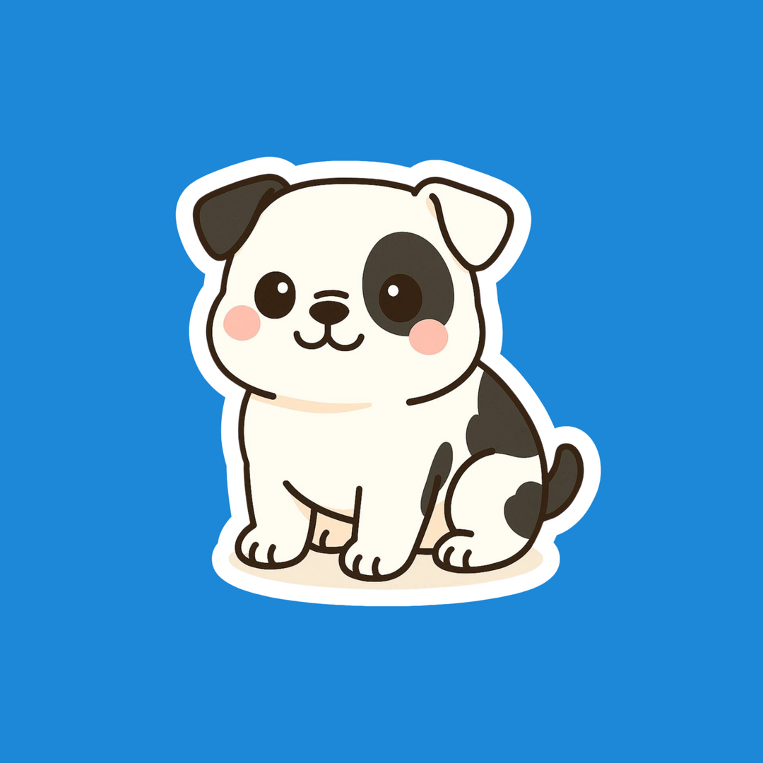 American Bulldog White with Black Markings Kawaii