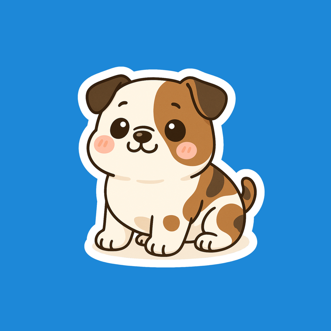 American Bulldog White with Brindle Markings Kawaii Artwork – Designs by Mysh