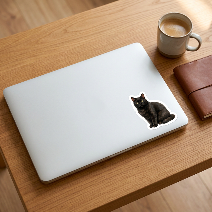 American Shorthair Black Sticker on a laptop - Designs by Mysh