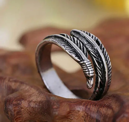 Antique Feather Ring 925 Sterling Silver - Designs by Mysh