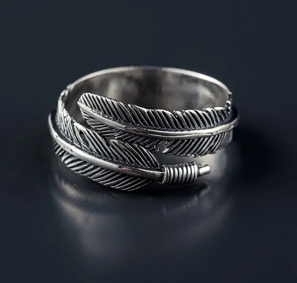 Antique Feather Ring 925 Sterling Silver - Designs by Mysh