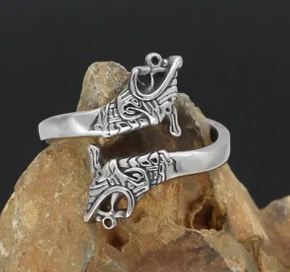 Asgard Crafted Handcrafted Stainless Steel Adjustable Jormungand Ring - Designs by Mysh