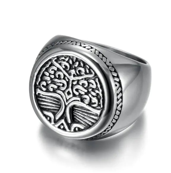 Asgard Crafted Handcrafted Stainless Steel Celtic Tree Of Life Circular Ring - Designs by Mysh