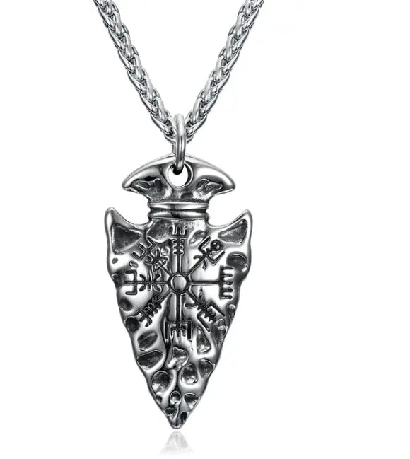 Asgard Crafted Handcrafted Stainless Steel Nordic Spear Head Pendant With Helm Of Terror - Designs by Mysh