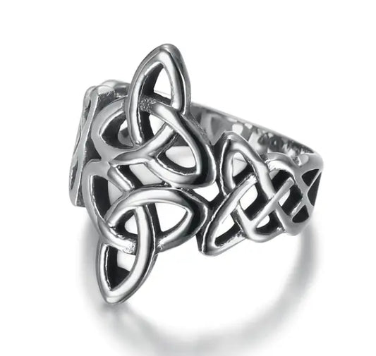 Asgard Crafted Handcrafted Stainless Steel Triquetra And Celtic Knot Ring - Designs by Mysh