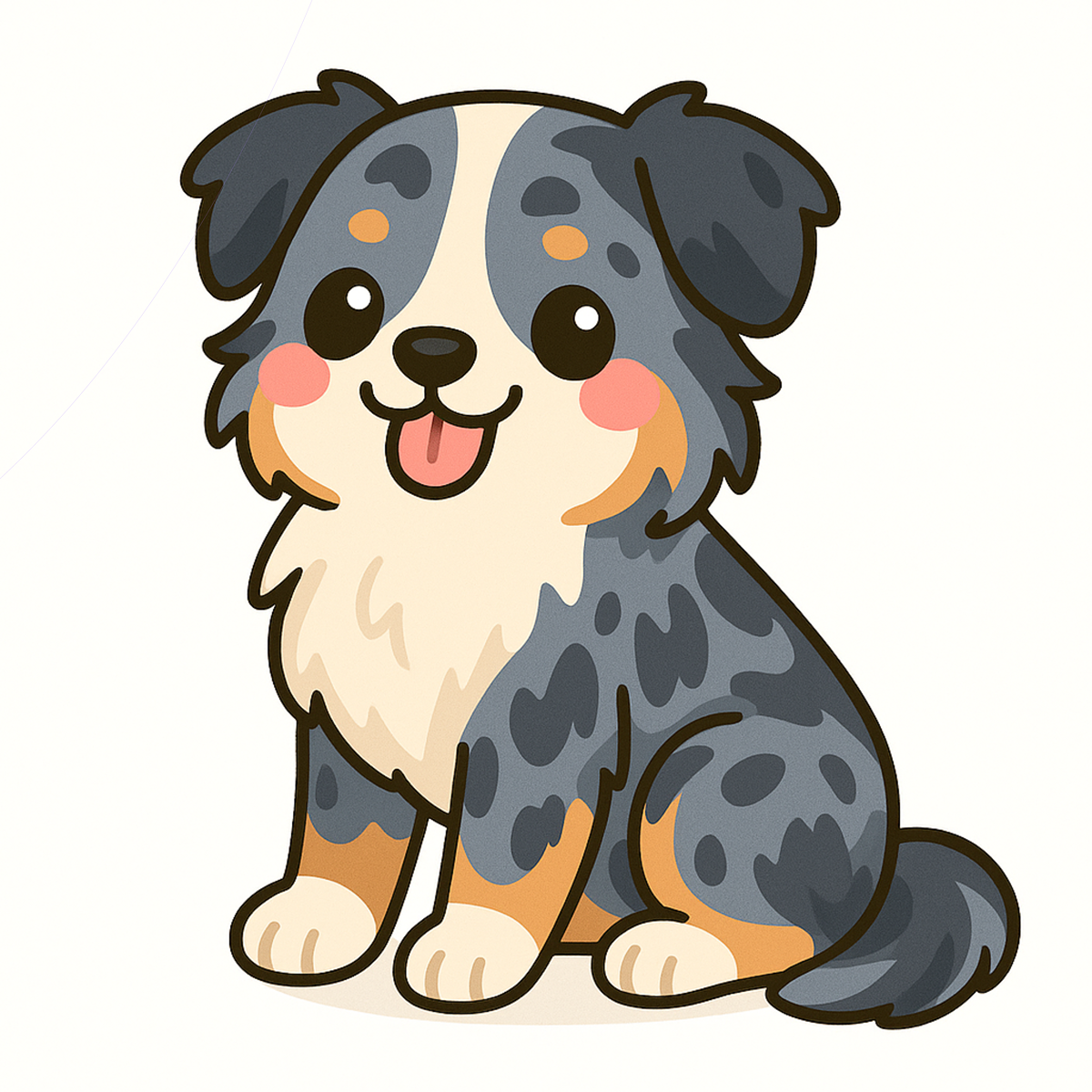 Australian Shepherd Kawaii Vinyl Sticker – Blue Merle, Black Tri, Red Merle, Red on White Variations | 3" Waterproof Dog Sticker