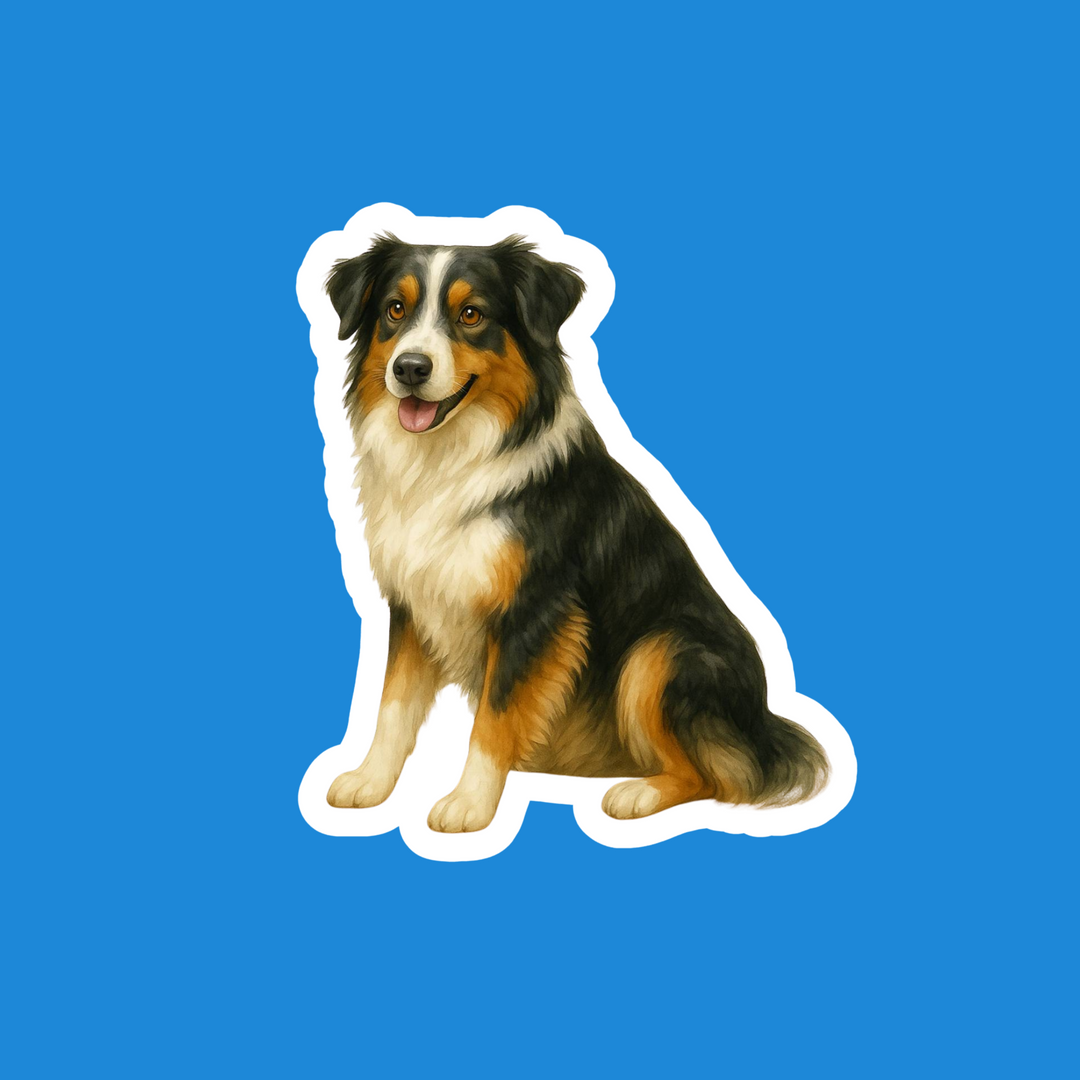 Australian Shepherd Black Tri Watercolor