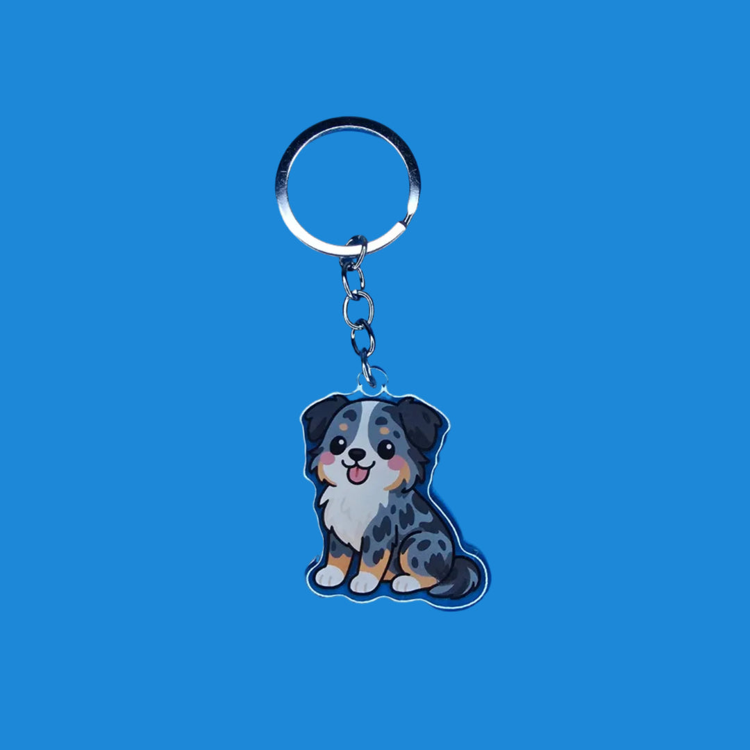 Australian Shepherd Blue Merle Kawaii Acrylic Keychain – Designs by Mysh