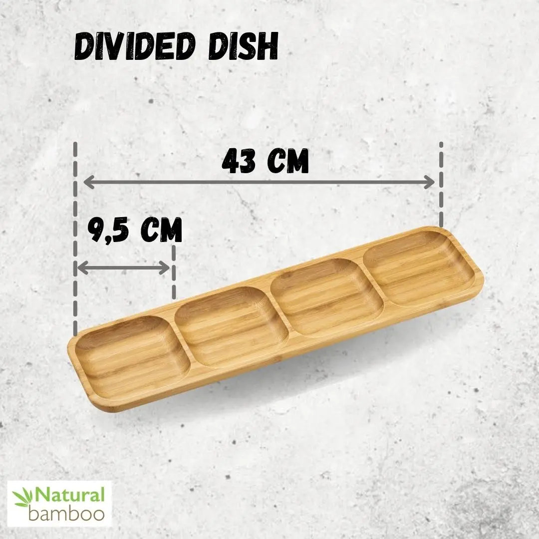 Bamboo Divided Dish 17" inch X 4.5" inch Bento box | 43 X 11.5 Cm Wilmax USA