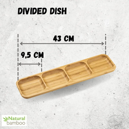 Bamboo Divided Dish 17" inch X 4.5" inch Bento box | 43 X 11.5 Cm Wilmax USA