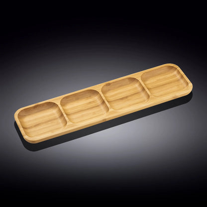 Bamboo Divided Dish 17" inch X 4.5" inch Bento box | 43 X 11.5 Cm Wilmax USA