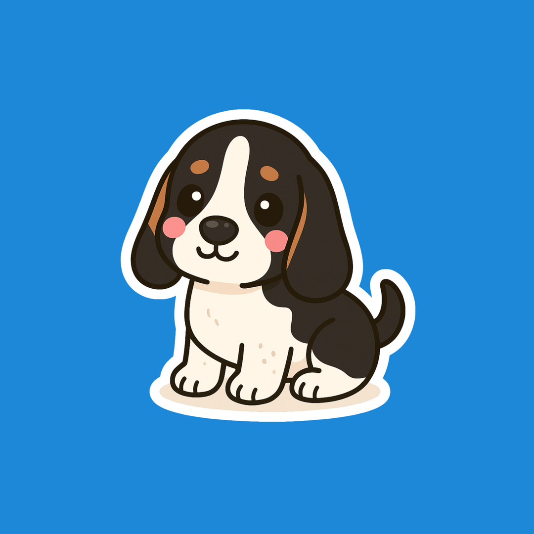 Basset Hound Black White and Tan Kawaii Flexible Fridge Magnet – Designs by Mysh