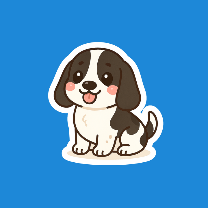 Basset Hound Black and White Kawaii Vinyl Sticker – Designs by Mysh