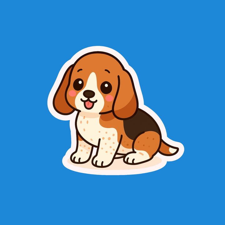 Basset Hound Brown Black White Kawaii Vinyl Sticker – Designs by Mysh