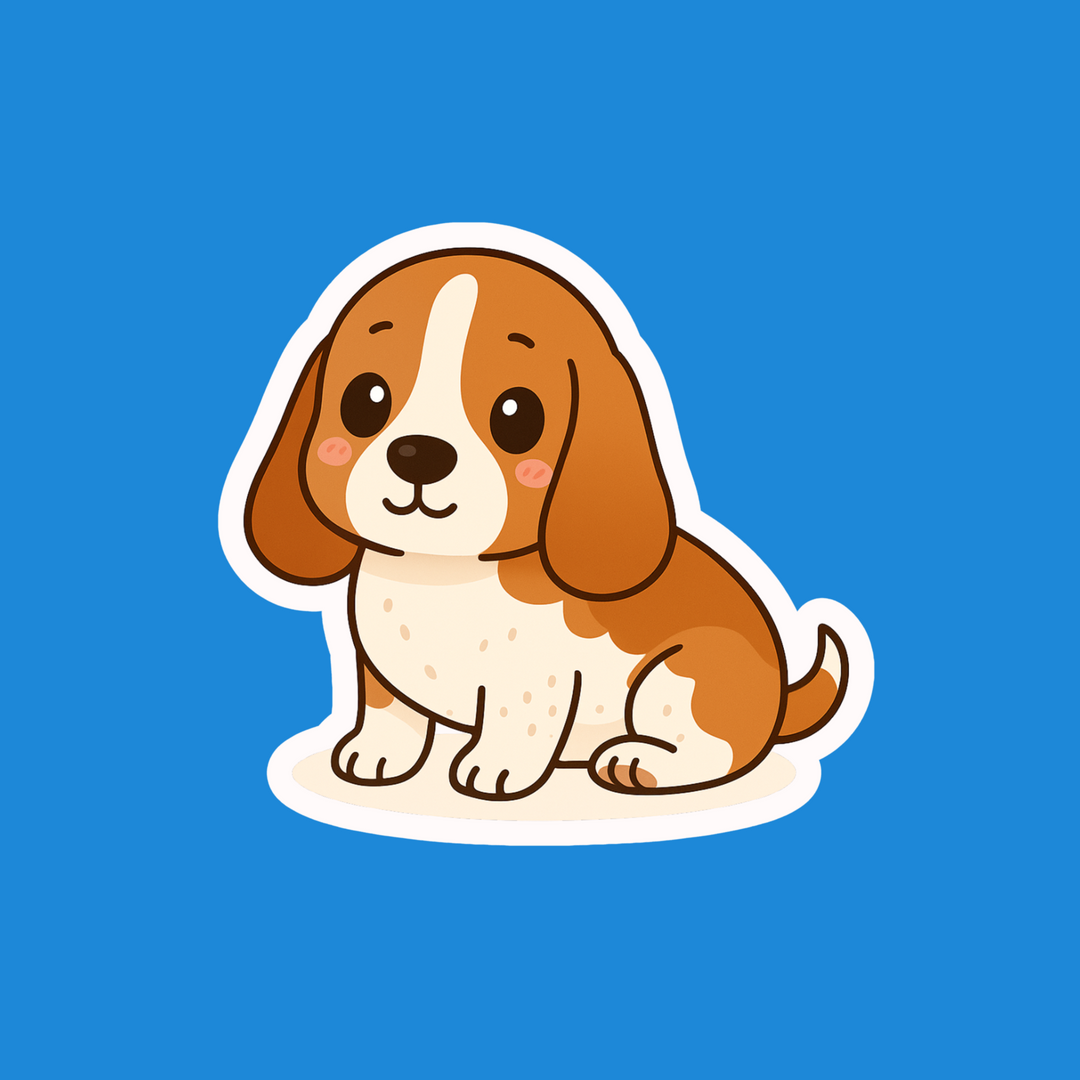 Basset Hound Red and White Kawaii Vinyl Sticker – Designs by Mysh