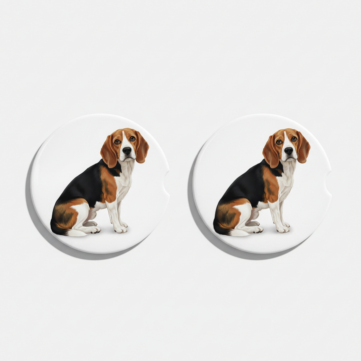 Beagle Watercolor Style – Ceramic Car Coasters - Designs by Mysh