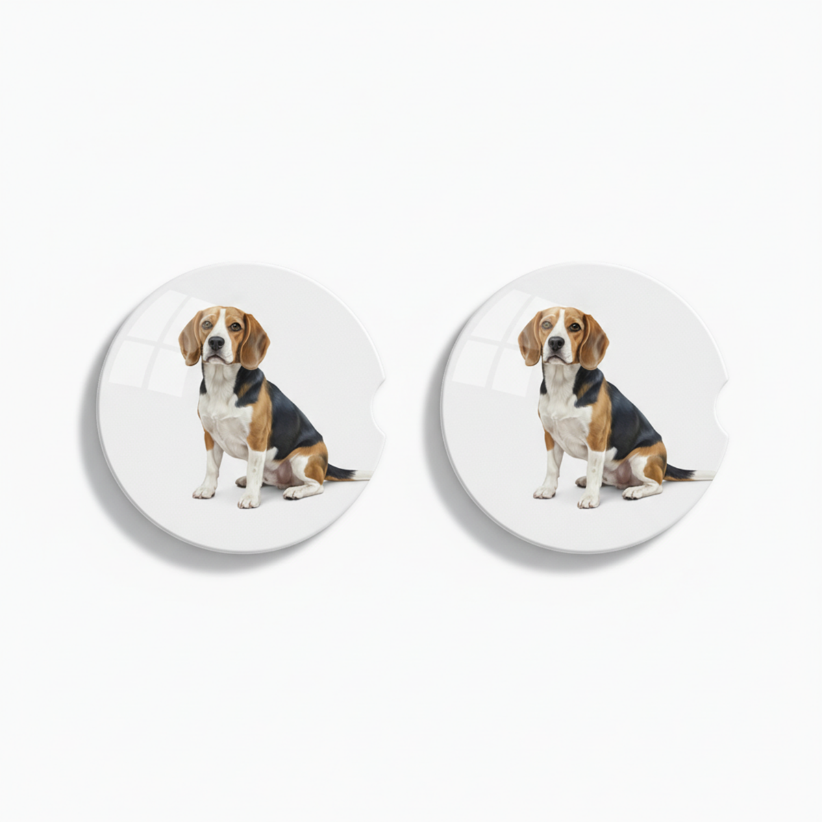 Beagle Watercolor Style – Ceramic Car Coasters