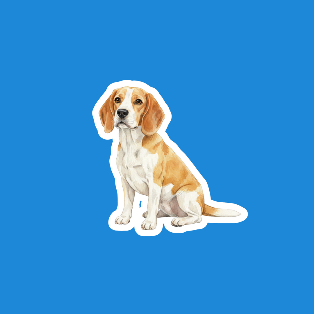 Beagle Lemon and White Watercolor Vinyl Sticker – Designs by Mysh