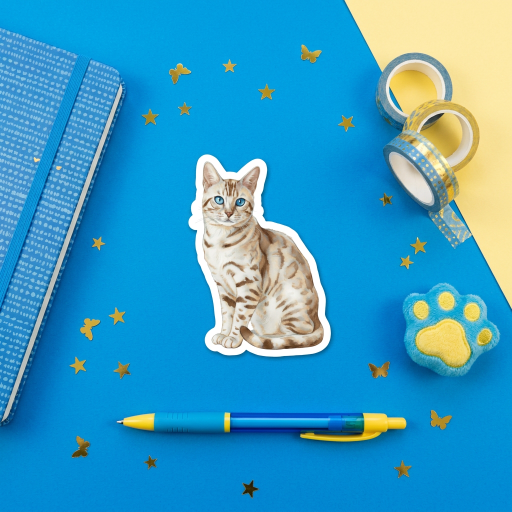 Bengal Seal Lynx Point Watercolor Magnet brand flat lay - Designs by Mysh