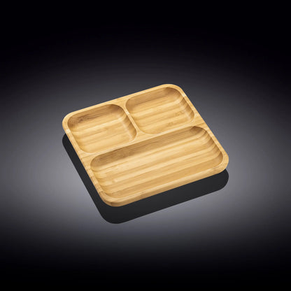 Bamboo Square Divided Dish / Bento box 8.5" inch X 8.5" inch Wilmax USA