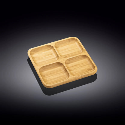 Bamboo Square Divided Dish / Bento box 8.5" inch X 8.5" inch Wilmax USA