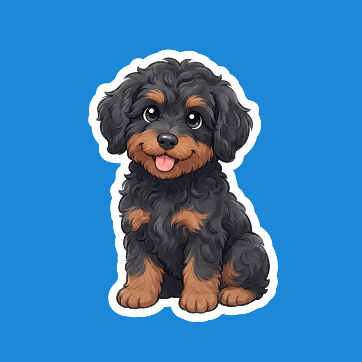 Bernedoodle Black Phantom kawaii die-cut vinyl sticker