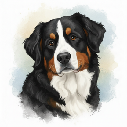 Bernese Mountain Dog Watercolor Style  - Magnetic Bookmark