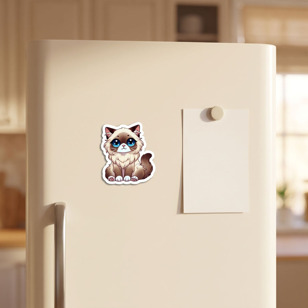 Birman Seal Point Kawaii Magnet on a fridge