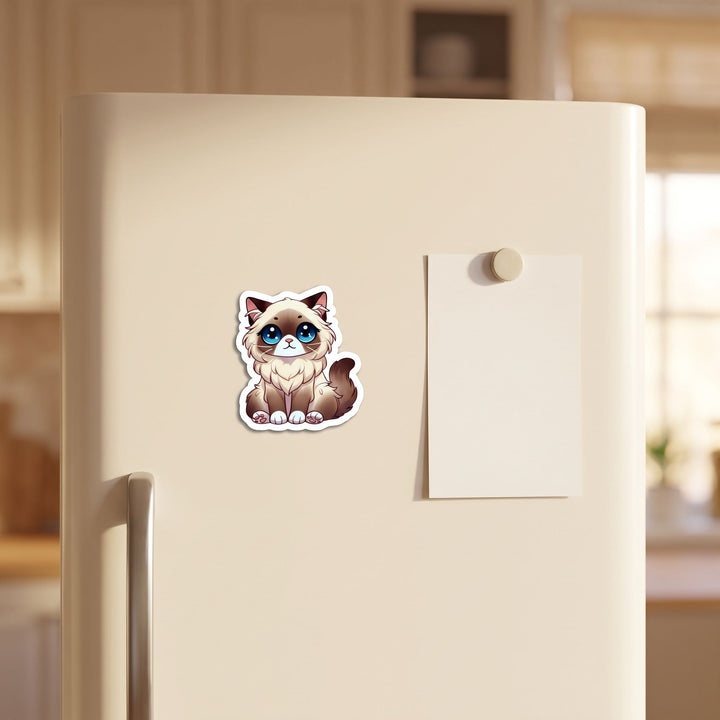 Birman Seal Point Kawaii Magnet on a fridge