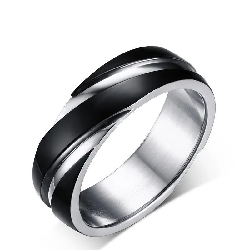 Black Titanium Steel Twill Men's Ring - Designs by Mysh