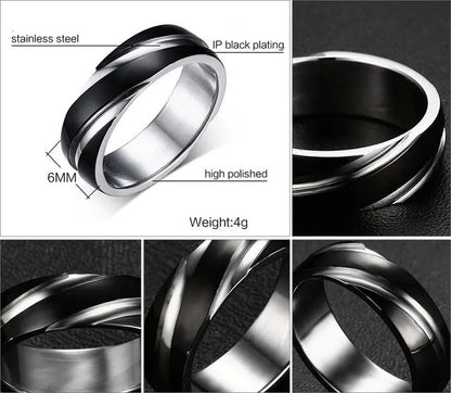 Black Titanium Steel Twill Men's Ring - Designs by Mysh